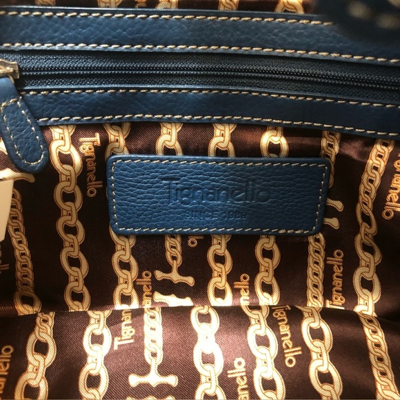 Tignanello Blue Leather Perfect 10 French Tote - Picture 12 of 13